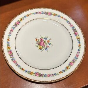 Raynaud Limoges Floral Gold-Trim Dinner Plate RY033 France